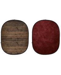 Savage Rustic Planks/Red Collapsible Backdrop, 5' W x 7' H w/ 8' Aluminum Stand