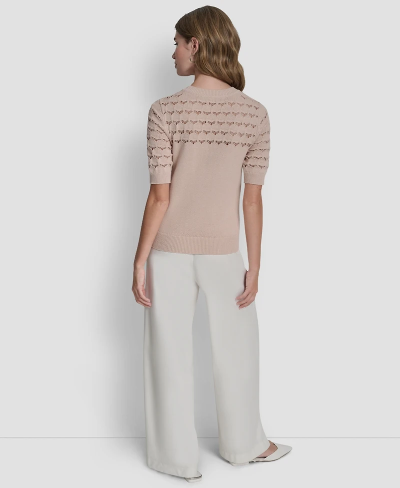 Dkny Women's Short-Sleeve Ribbed Hem Sweater