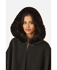 Yumi Women's Hooded Fur Cape Jacket