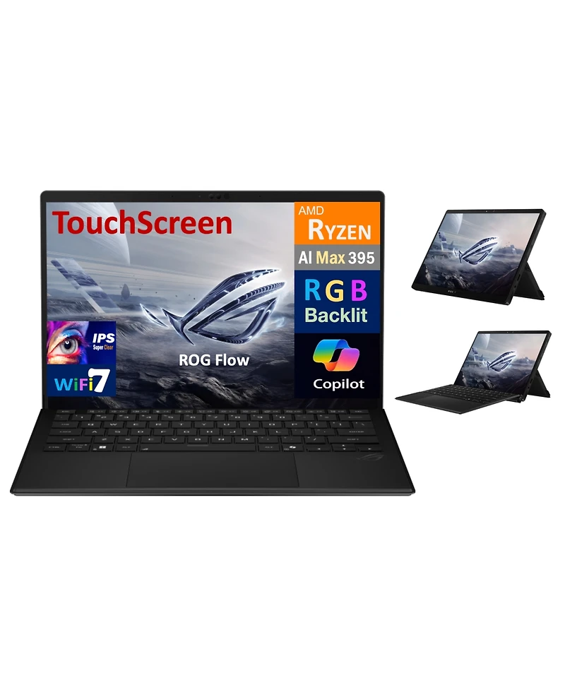 Asus Rog Flow 2-in-1 Laptop 13.4 Wqxga Display (Amd Amd Ryzen Ai Max+ 395, 128GB LPDDR5X, 1TB Ssd, Win 11 Pro)