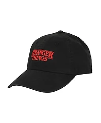 Stranger Things Men's Logo Black Unstructured Baseball Cap.