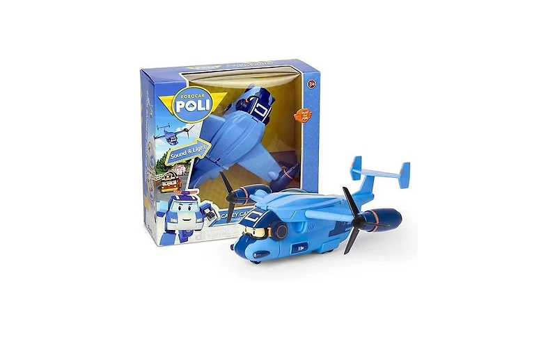 Robocar Poli Carey Carrier Transport Plane Toy – Sound & Light Airplane with Storage for up to 2 Die-Cast Cars | Fun Gift for Kids Ages 3+