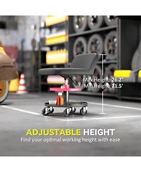 Homcom Rolling Mechanic Stool, 300 Lbs. Capacity Garage Stool,