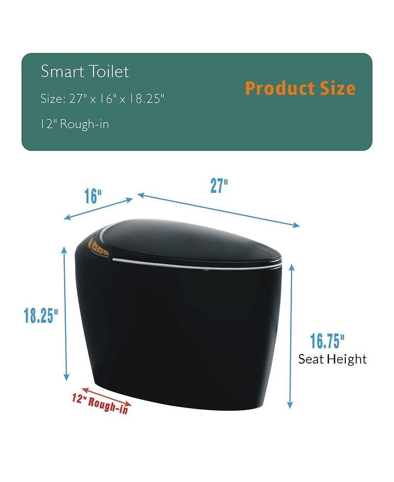 Casainc Unique Smart One-Piece Bathroom Fixture with Auto Seat, Foot Sensor, Led Display, Warm Water & Dryer
