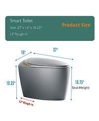 Casainc Unique Smart One-Piece Bathroom Fixture with Auto Seat, Foot Sensor, Led Display, Warm Water & Dryer
