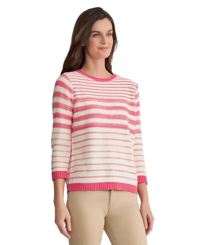 Jones New York Women's Striped Crewneck Sweater