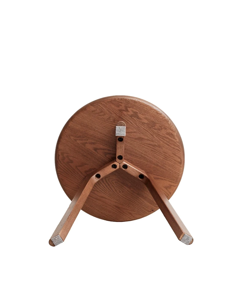 Casainc Solid Oak Wood Round End Table, Natural Finish