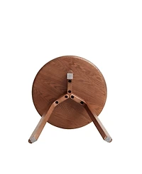 Casainc Solid Oak Wood Round End Table, Natural Finish