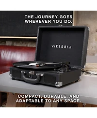 Victrola Journey Bluetooth Suitcase Record Player with 3-speed Turntable, Brown