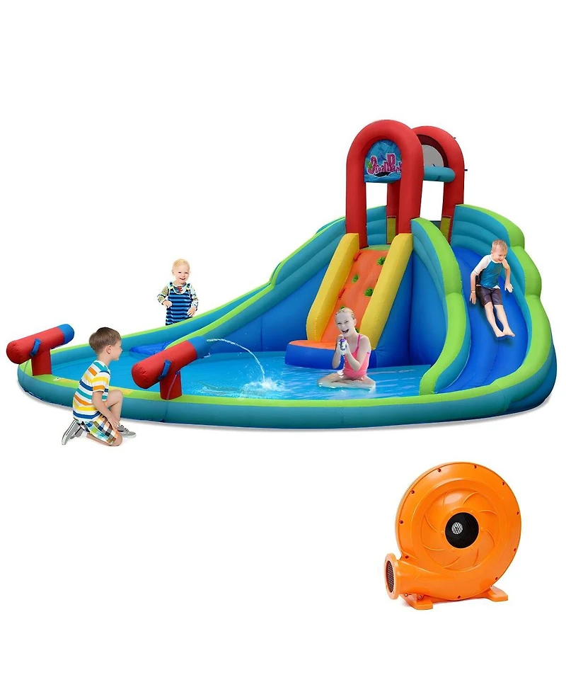 Hongge Inflatable Water Slide and Bounce House with Splash Pool and Climbing Wall for Kids Outdoor Fun