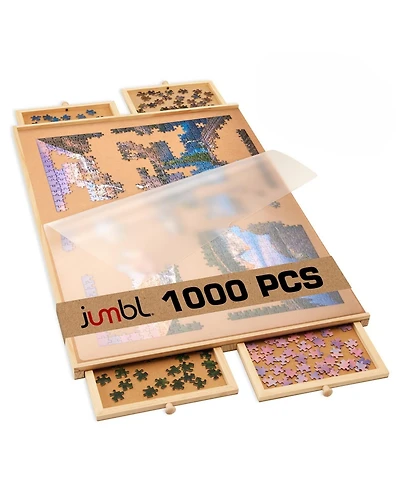 Jumbl -Piece Puzzle Board with Drawers, Lazy Susan & Cover
