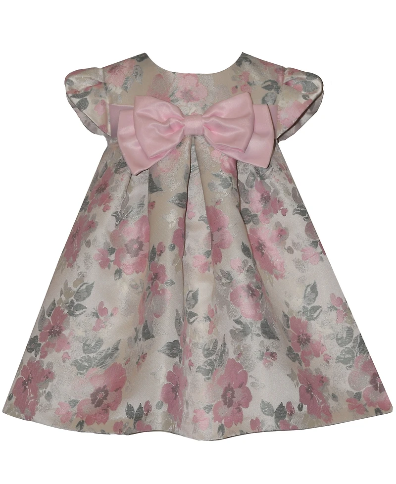 Bonnie Baby Girls' Floral Jacquard Trapeze Dress