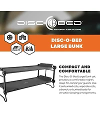 Disc-o-Bed Large Outdoor Convertible 2 Person Portable Camping Bunk Cots, Black