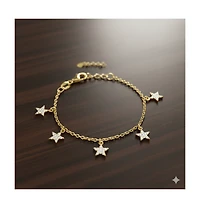 Etoielle Gold Over Silver Pave Cz Star Bracelet 7 inches Adjustable