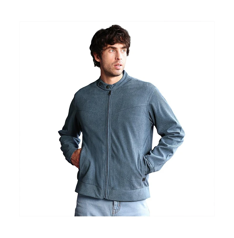 Campus Sutra Men's Aegean Blue Corduroy Rider Jacket