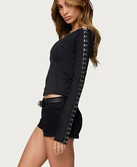 Edikted Women's Zaina Hook & Eye Boat Neck Top