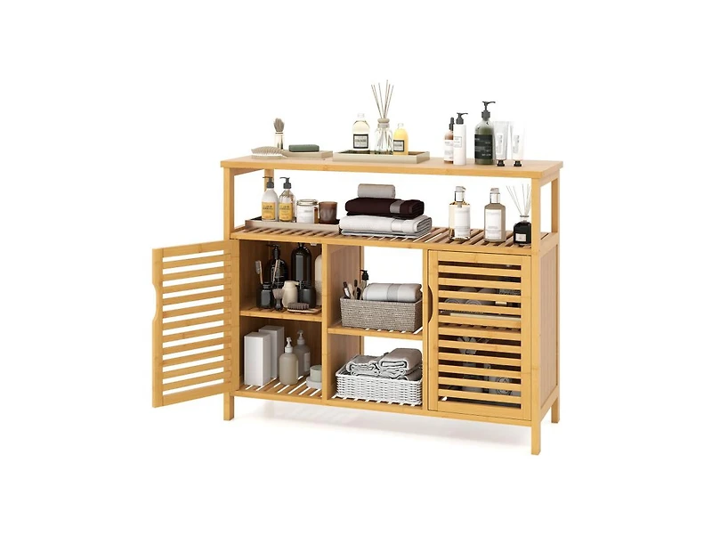 Slickblue Freestanding Wicker Organizer for Bathroom Storage