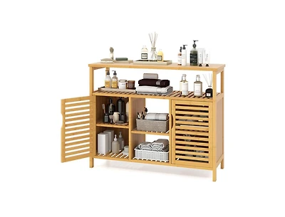 Slickblue Freestanding Wicker Organizer for Bathroom Storage