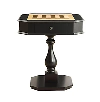 Flynama Black Game Table with Chessboard Top and Two Storage Drawers Sturdy Pedestal Base for Organized Gaming and Display