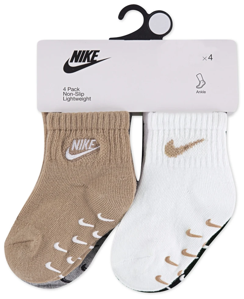 Nike Baby and Toddler 4-Pack Logo Gripper Socks