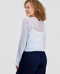 Hooked Up by Iot Juniors' Tie-Front Open-Knit Cardigan