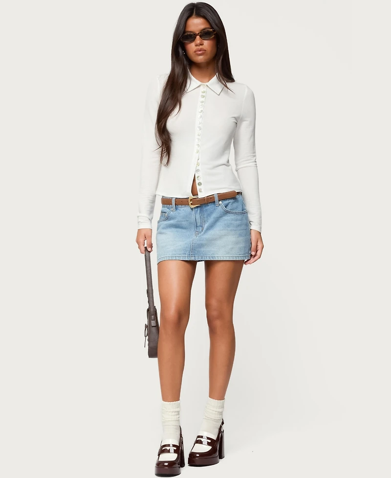 Edikted Women's Pennie Iridescent Button Up Shirt