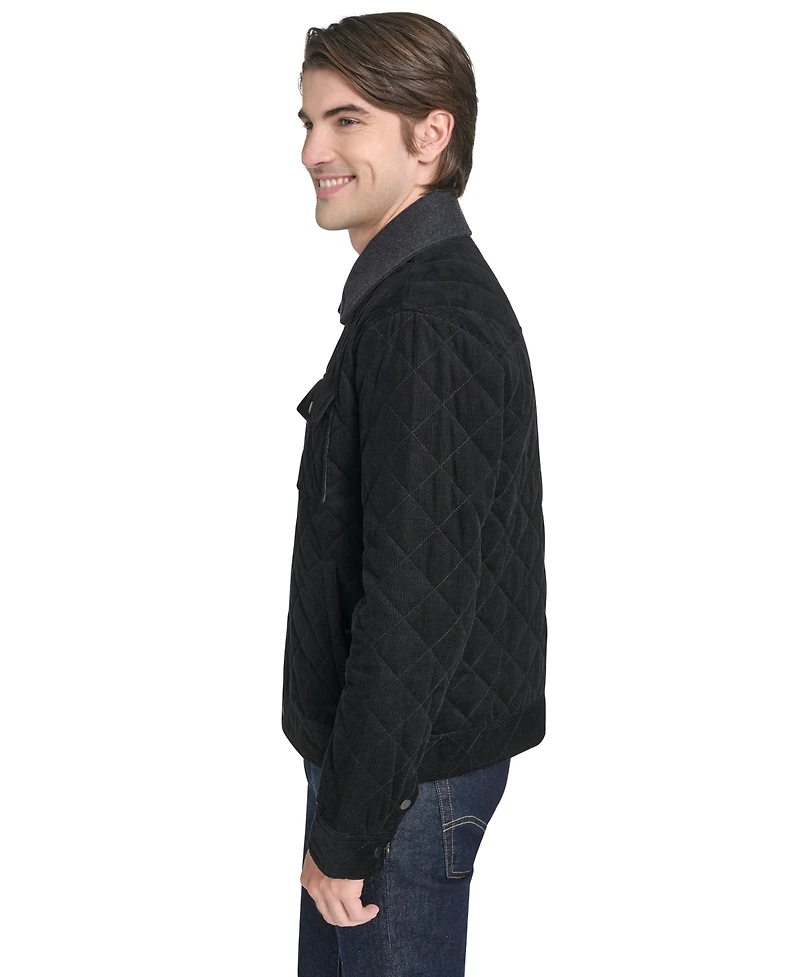 Cole Haan Men's Collared Quilted Button-Front Jacket