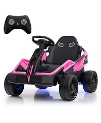 Hongge 12V Electric Ride-On Utv Car with Remote Control, Music, and Lights for Big Kids - Pink