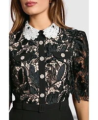 Coast Women's Lace Shirt Short Sleeve Jumpsuit