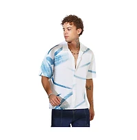 Campus Sutra Men's Sky Blue & Chalk White Stroked Waffle Oversized Shirt