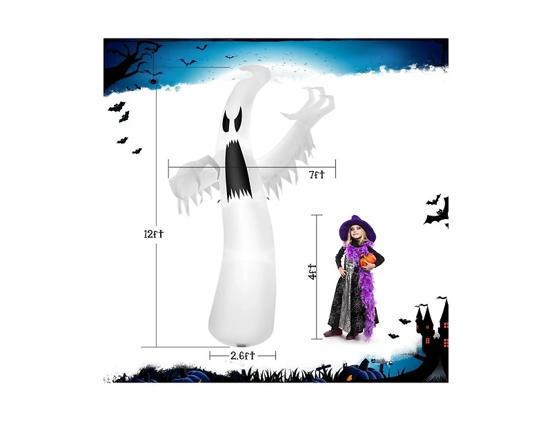 Mondawe 12 ft Halloween Inflatable Ghost with Led Lights