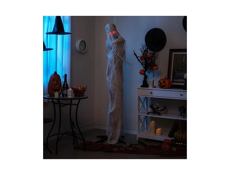 Mondawe 6ft Halloween Animated Standing Mummy with Led Red Glowing Eyes