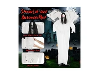 Mondawe 6.6 ft Halloween Animatronic Standing Angel with Sound-Activated Light-up Eyes and Flapping Wings