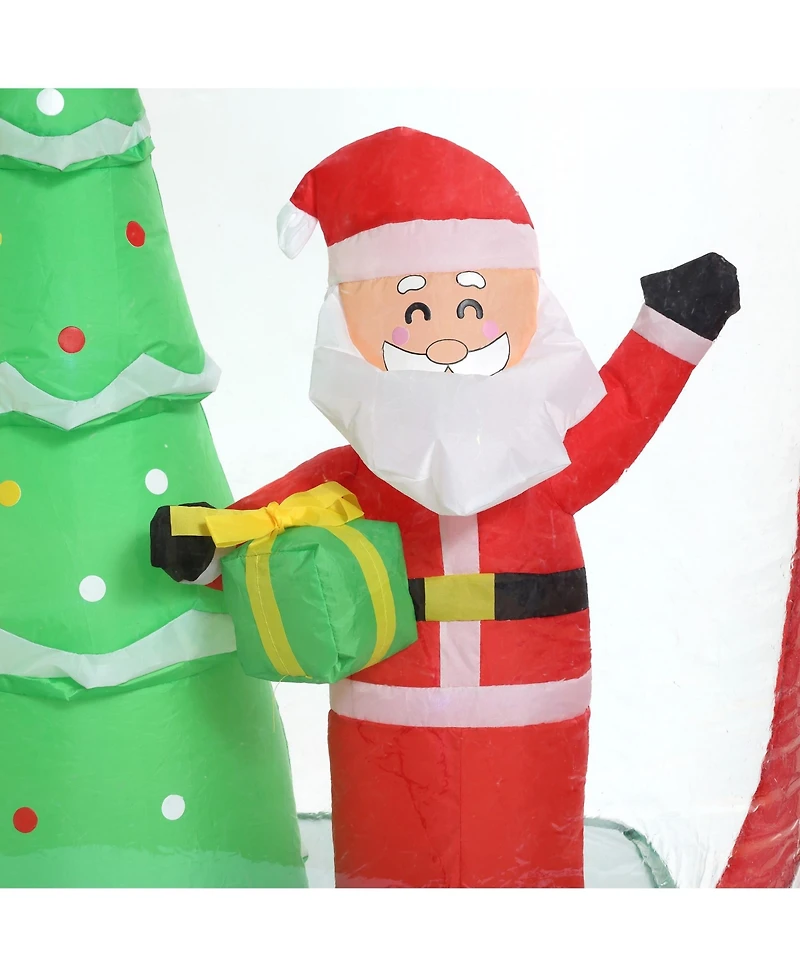 LuxenHome 6Ft Holiday Santa Display Present Inflatable with Lights