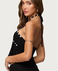 Edikted Women's Kayce Button Halter Top