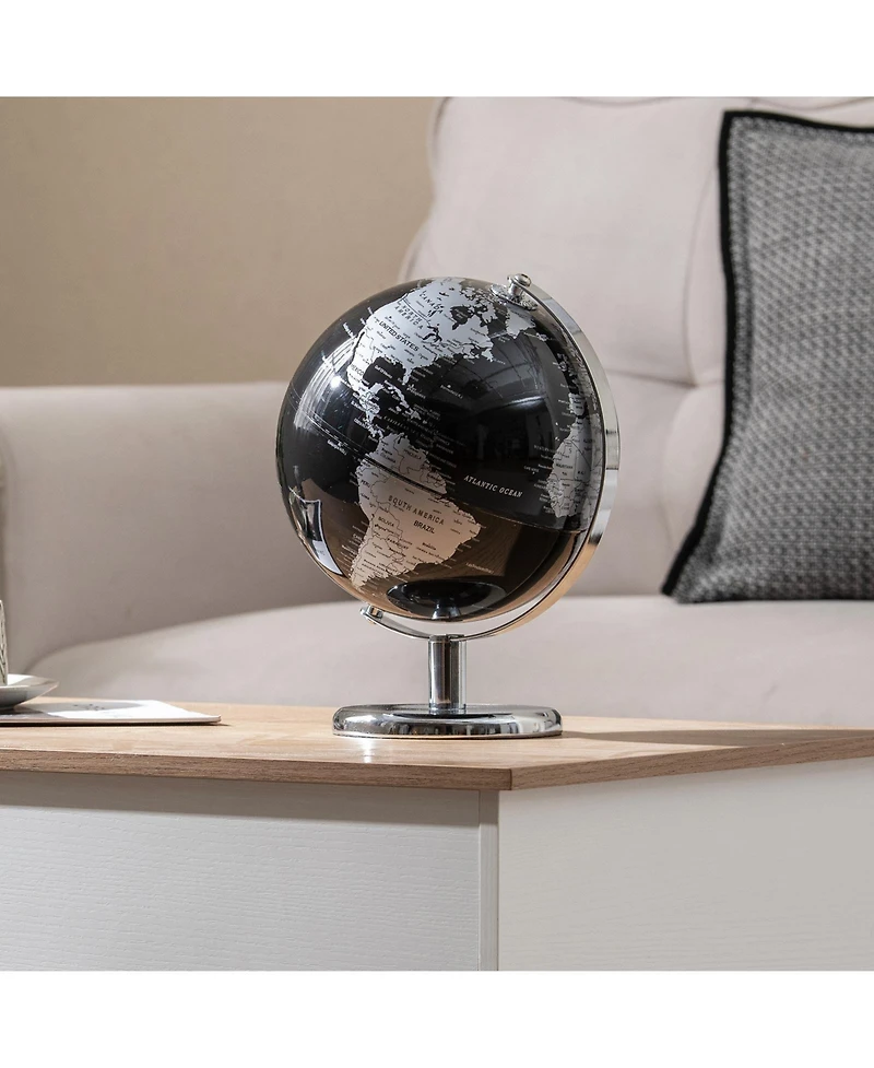 Hongge 8-Inch Decorative World Globe with Modern Metal Stand