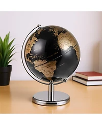 Hongge 8-Inch Decorative World Globe with Modern Metal Stand