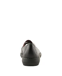 Spring Step Women's Comfortable Pebbled Leather Slip-On Wedge Shoes with Elastic Straps & Removable Outsole