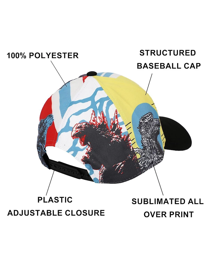 Godzilla Men's Kanji All-Over Print Adult Baseball Cap