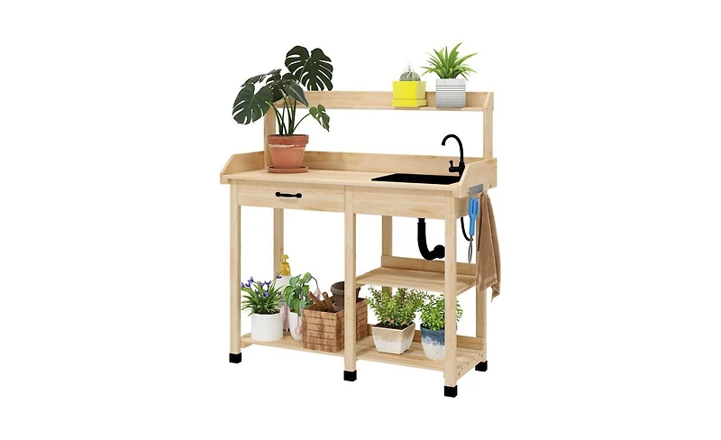 Slickblue Wood Outdoor with Removable Sink Garden Potting Bench