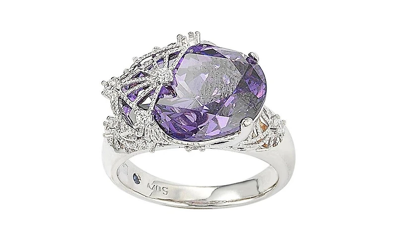 Suzy Levian Sterling Silver Cubic Zirconia Webbed Ring