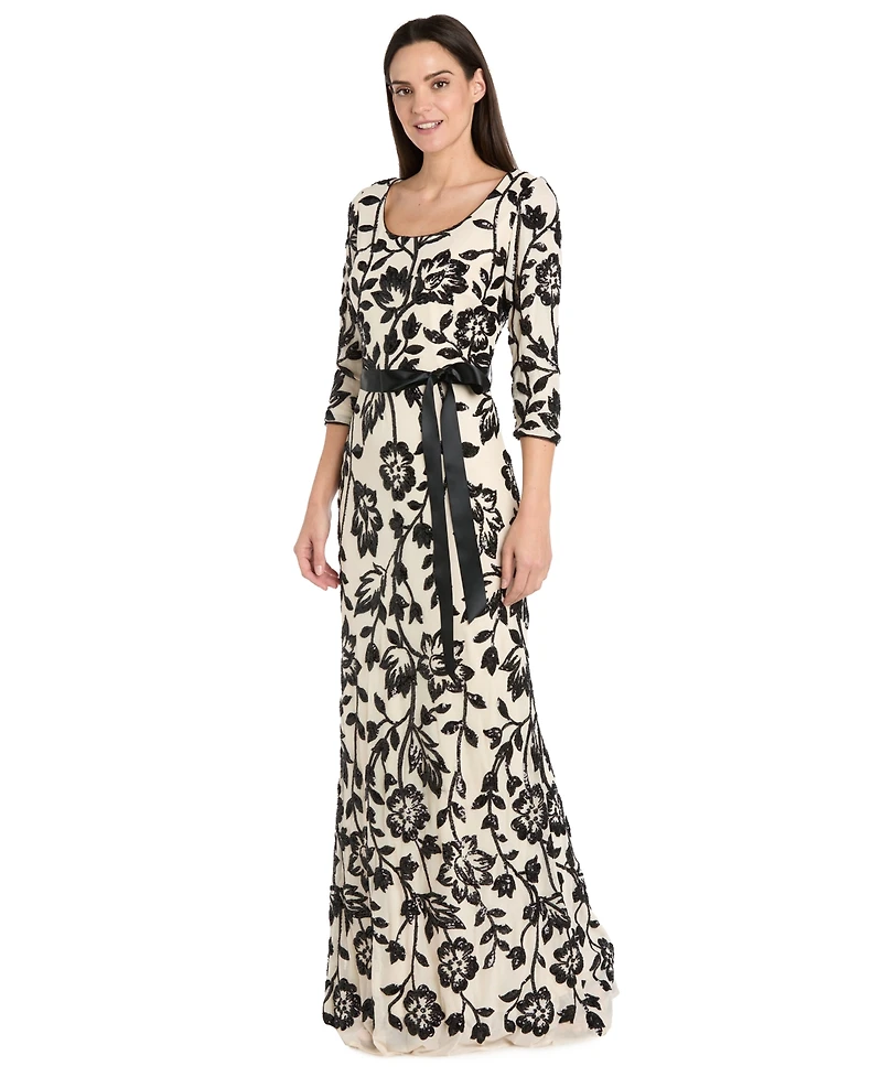 R & M Richards Women's Scoop Neck Long Dress
