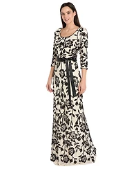 R & M Richards Women's Scoop Neck Long Dress