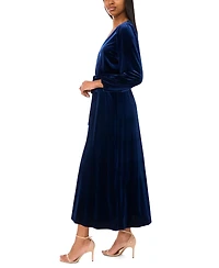 Msk Women's Long-Sleeve Stretch-Velvet Dress