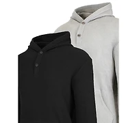 Blue Ice Men's Regular-Fit Waffle Knit Thermal Henley Hoodie, Pack of 2