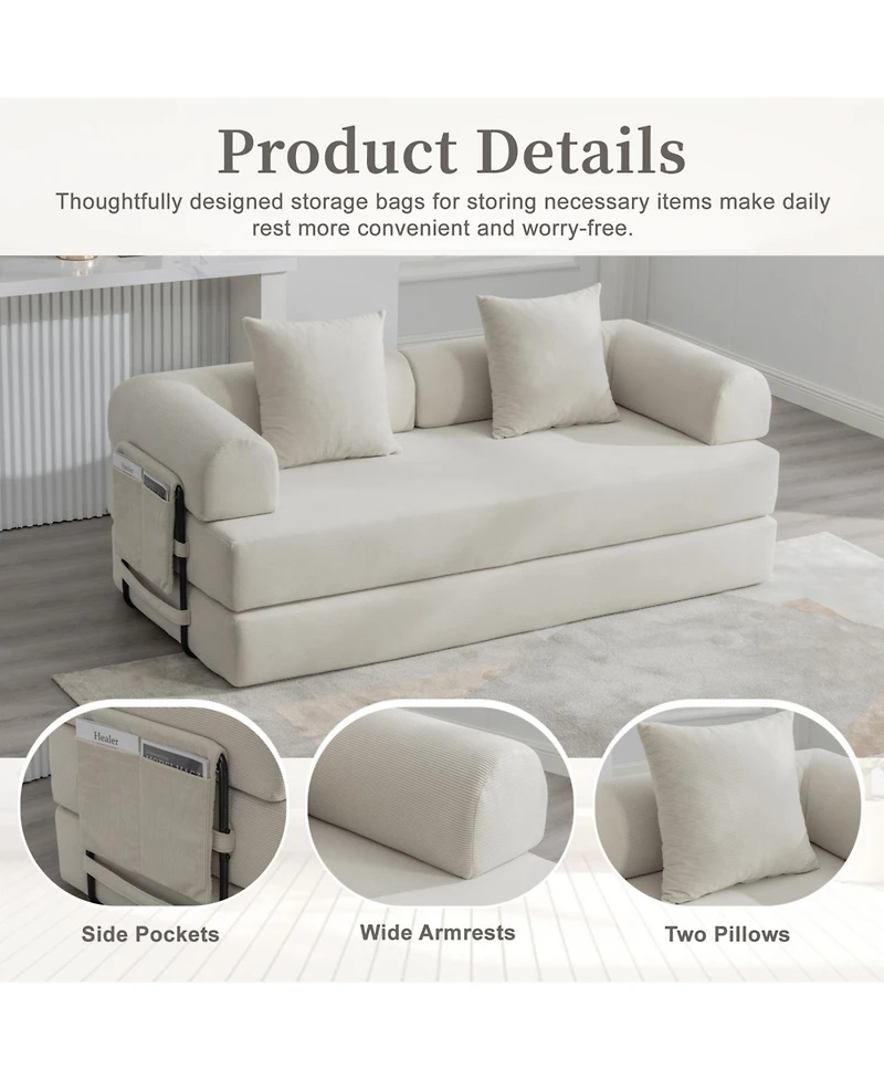 Streamdale Furniture Streamdale Foldable & Compressible Sofa with Metal Frame for Small Spaces