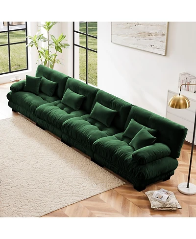 Streamdale 4-Seater Chenille Sectional Sofa - Comfy Upholstered Couch for Living Room