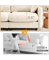 Streamdale Furniture Streamdale Cloud Sectional L-Shaped Couch w/ Ottoman, Beige