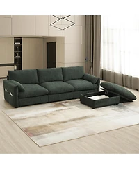 Streamdale Furniture Streamdale 96.5" L-Shaped Chenille Sectional Sofa w/ Storage Ottoman & Usb Charger