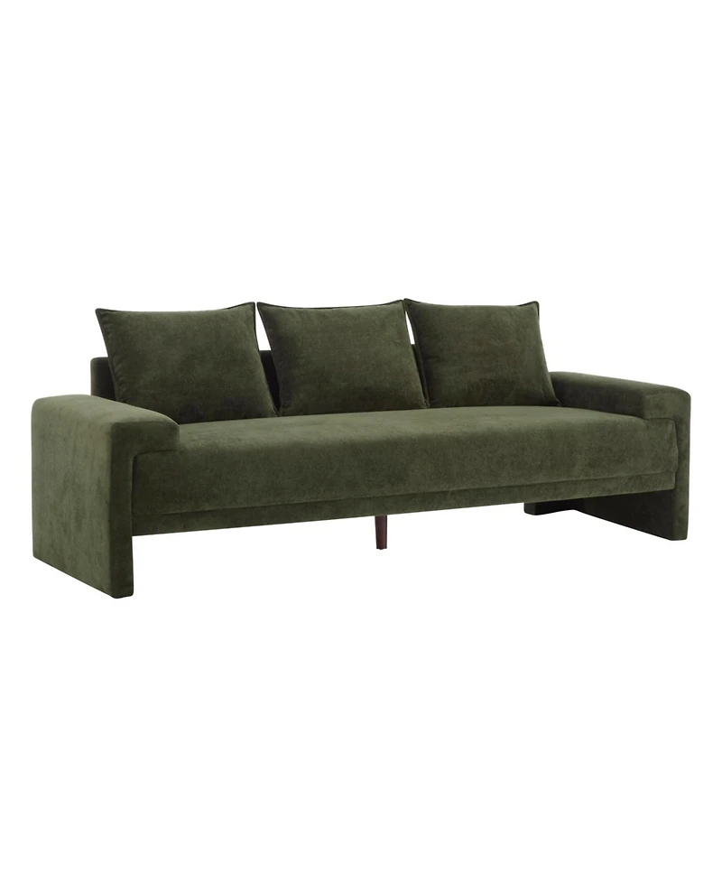 Streamdale Furniture Algora 84.5 in. 3 Seater Modern Upholstered Velvet Sofa, Moss Green